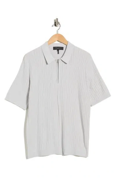 Rag & Bone Lewis Quarter Zip Polo Shirt In White