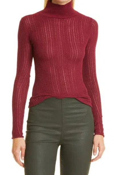 Rag & Bone Lexi Semisheer Cotton Blend Rib Turtleneck Top In Purple