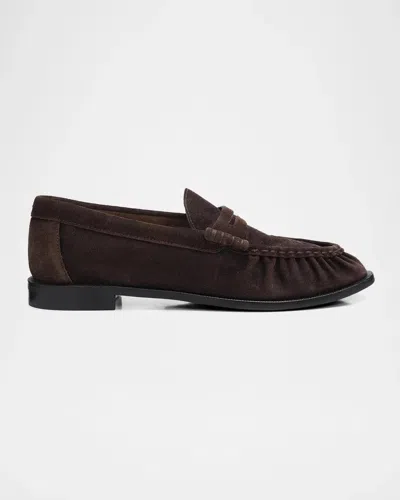Rag & Bone Lexi Suede Penny Loafers In Dark Choco