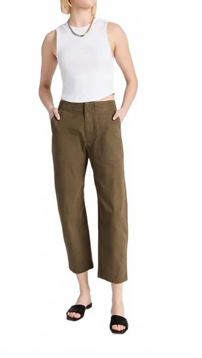 Rag & Bone Leyton Straight Workwear Pants In Olive Green In Brown
