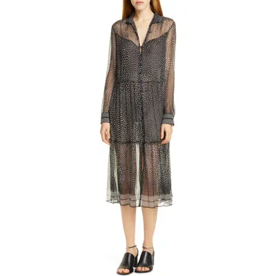 Rag & Bone Libby Polka Dot Silk Midi Dress In Gray