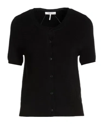 Rag & Bone Light And Thin Knitted Short-sleeved Shirt In Black