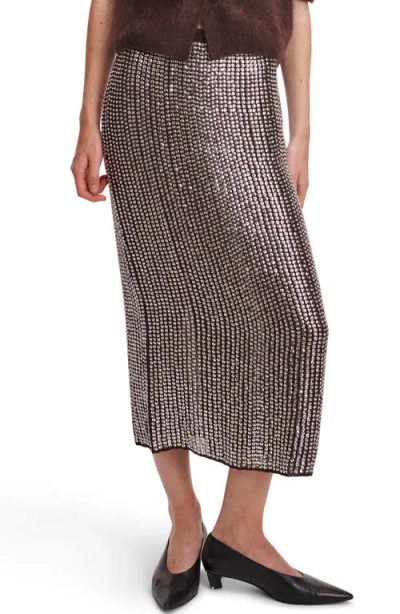 Rag & Bone Lili Beaded Georgette Midi Skirt In Brown
