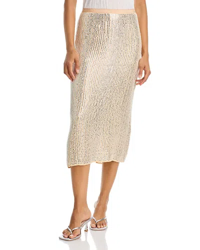 Rag & Bone Lili Beaded Midi Skirt In Neutral