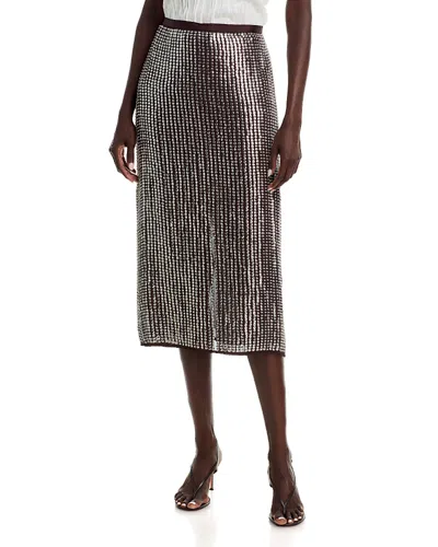Rag & Bone Lili Sequined Skirt Chocolate In Gray