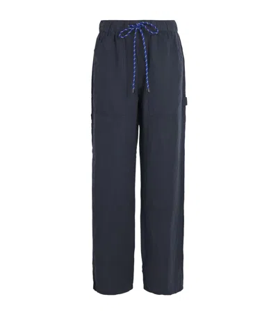 Rag & Bone Linen Atlas Wide-leg Trousers In Blue