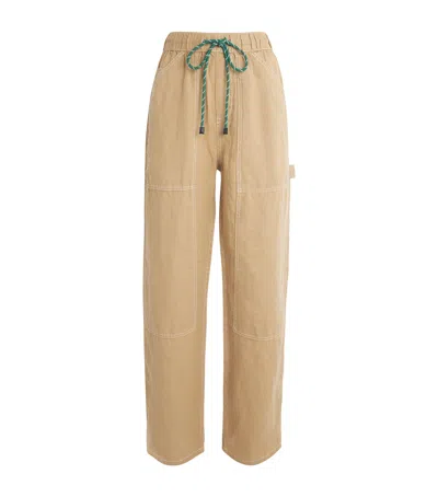 Rag & Bone Linen Atlas Wide-leg Trousers In Neutral