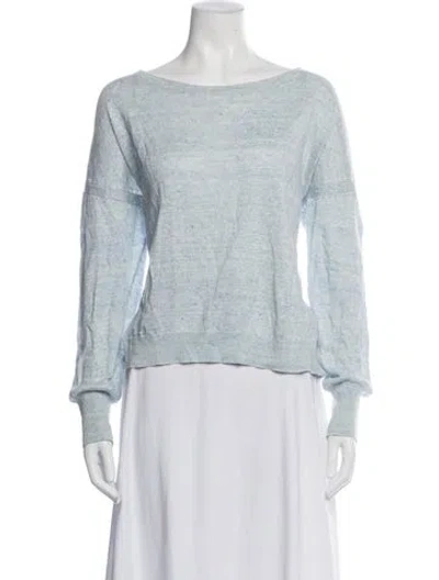 Pre-owned Rag & Bone Linen Bateau Neckline Sweater In Blue/white