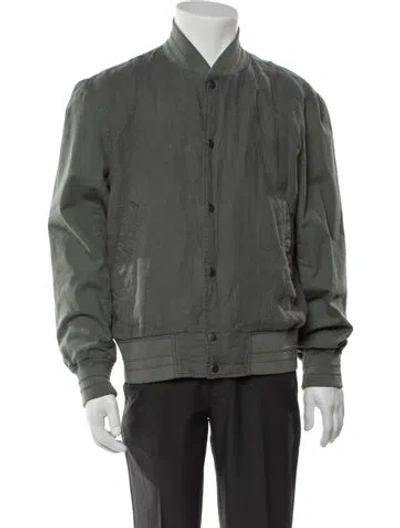 Pre-owned Rag & Bone Linen Bomber Jacket In Green