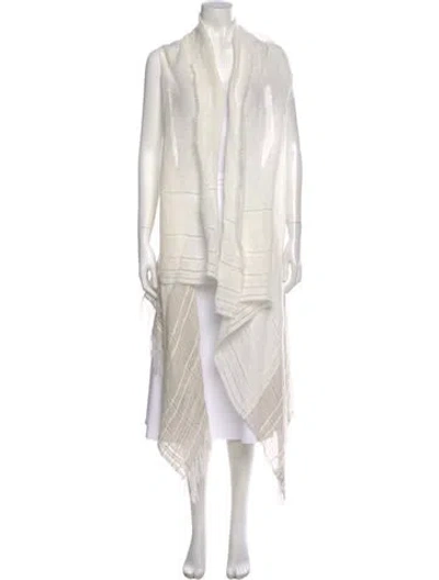 Pre-owned Rag & Bone Linen Open Front Sweater In White