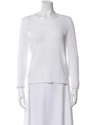 Pre-owned Rag & Bone Linen Scoop Neck Sweater In White