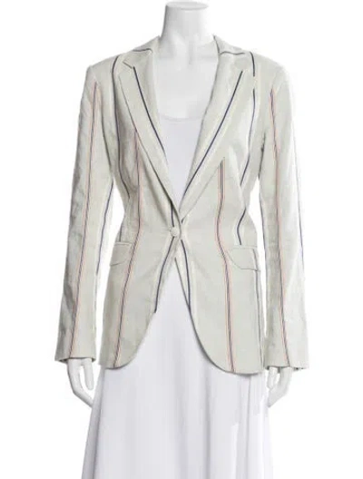 Pre-owned Rag & Bone Linen Striped Blazer In Blue