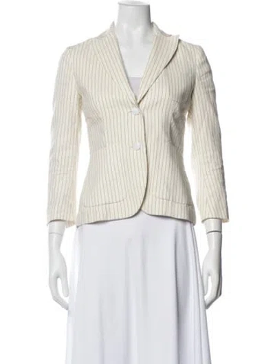 Pre-owned Rag & Bone Linen Striped Blazer W/ Tags In White