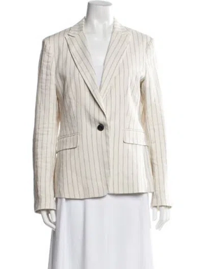 Pre-owned Rag & Bone Linen Striped Blazer In White
