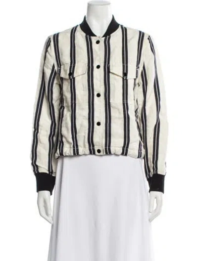 Pre-owned Rag & Bone Linen Striped Bomber Jacket In Neutral