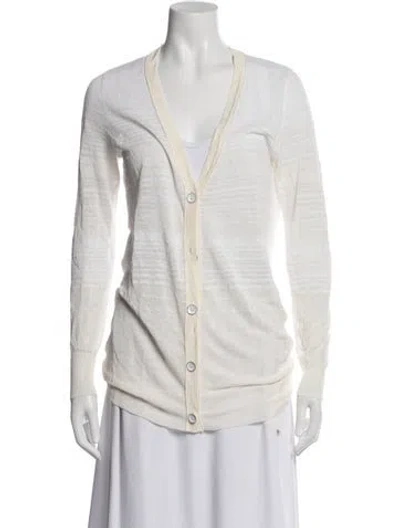 Pre-owned Rag & Bone Linen Striped Sweater In White