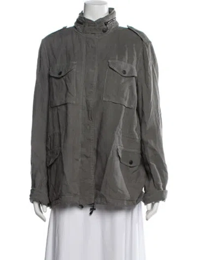 Pre-owned Rag & Bone Linen Utility Jacket In Green