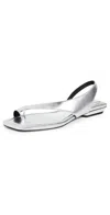 Rag & Bone Liv Metallic Leather Flat Toe-ring Sandals In Silver