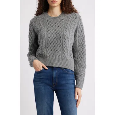 Rag & Bone Liz Beaded Crewneck Wool Sweater In Gray