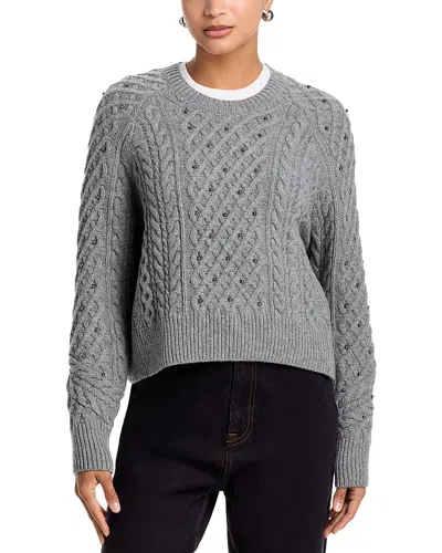 Rag & Bone Liz Beaded Wool Crewneck Sweater In Gray