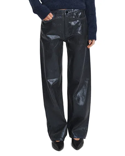 Rag & Bone Logan Cotton Wide Leg Jeans In Rinse Foil In Black