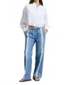 Rag & Bone Miramar Terry Pull On Wide Leg Sweatpant Jeans In Sport In Blue