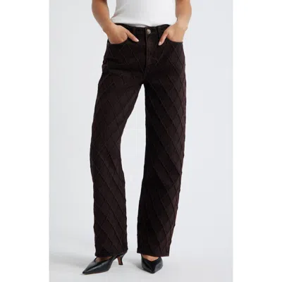 Rag & Bone Logan Diamond Texture High Waist Wide Leg Jeans In Brown