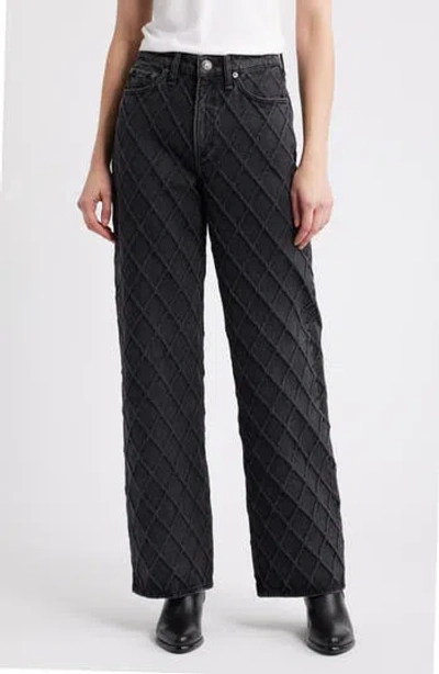 Rag & Bone Logan Quilted Wide Leg Jeans In Black