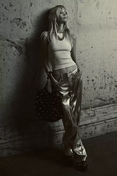 Rag & Bone Logan Faux-leather High-rise Wide-leg Pants In Silver