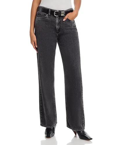Rag & Bone Logan Featherweight High Rise Wide Leg Jeans In Anglique In Black
