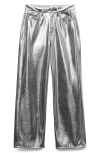 Rag & Bone Logan High Waist Faux Leather Wide Leg Pants In Silver