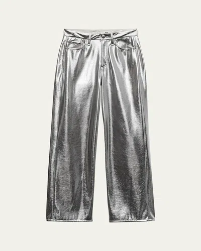 Rag & Bone Logan Metallic Faux-leather Jeans In Silver