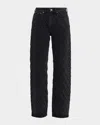 Rag & Bone Logan Diamond Texture Mid Rise Wide Leg Jeans In Black