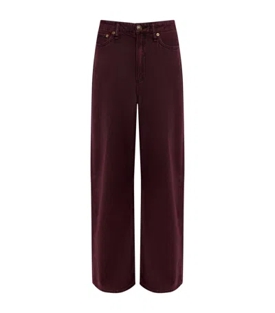 Rag & Bone Logan Mid-rise Wide Jeans In Burgundy