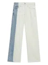 Rag & Bone Featherweight Logan Mid-rise Wide Leg Jeans Bleached Stripe In White