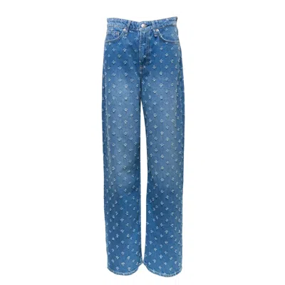 Rag & Bone Logan Distressed Wide-leg Jeans In Blue