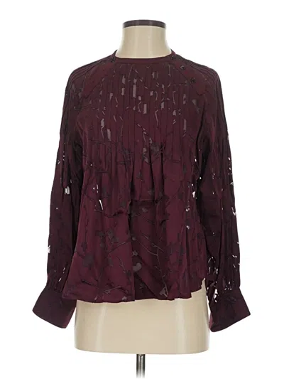 Pre-owned Rag & Bone Long Sleeve Blouse In Burgundy