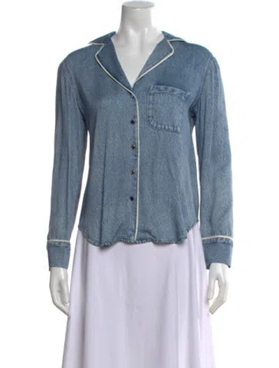Pre-owned Rag & Bone Long Sleeve Button-up Top W/ Tags In Blue