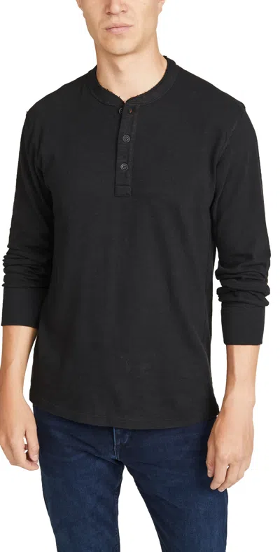 Rag & Bone Waffle-knit Cotton Henley T-shirt In Black