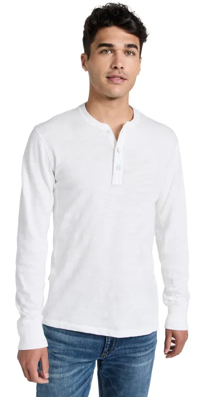 Rag & Bone Cotton Blend Waffle Knit Henley In White