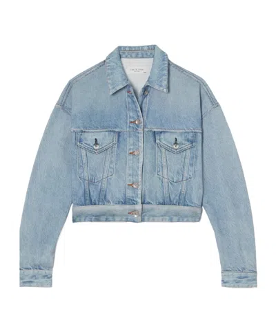 Rag & Bone Long Sleeve Denim Jacket In Blue