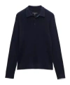 Rag & Bone Long Sleeve Polo Neck Sweater In Blue
