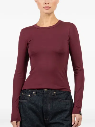 Rag & Bone Long-sleeve Round-neck T-shirt In Burgundy