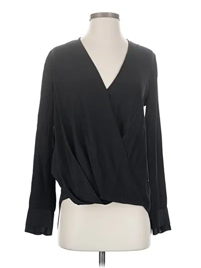 Rag & Bone Long Sleeve Silk Top Black Plunge Neckline Tops