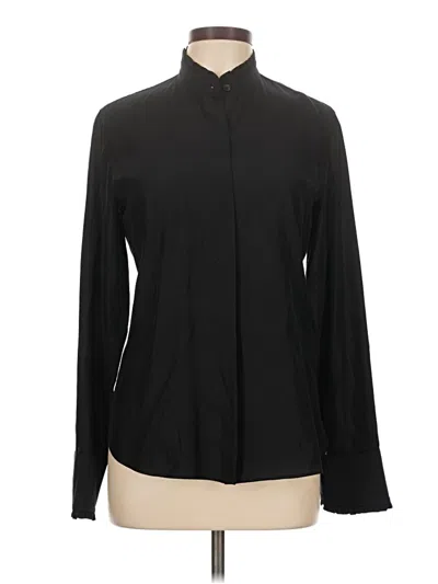 Pre-owned Rag & Bone Long Sleeve Silk Top Black Solid Pattern Mock Neckline Tops