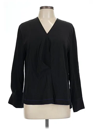 Pre-owned Rag & Bone Long Sleeve Silk Top Black V-neck Tops