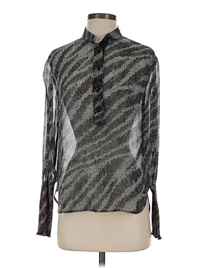 Pre-owned Rag & Bone Long Sleeve Silk Top Gray Animal Print Pattern Turtleneck Tops