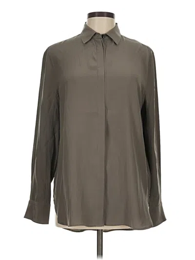 Pre-owned Rag & Bone Long Sleeve Silk Top Gray Mock Neckline Tops