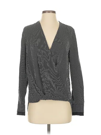 Pre-owned Rag & Bone Long Sleeve Silk Top Gray Plunge Neckline Tops
