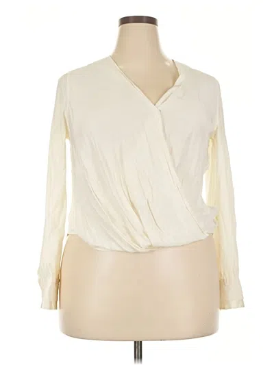 Pre-owned Rag & Bone Long Sleeve Silk Top Ivory Plunge Neckline Tops